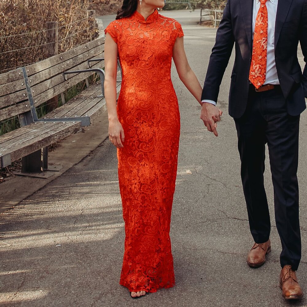 Red Lace Dress / Chinese Qipao Cheongsam